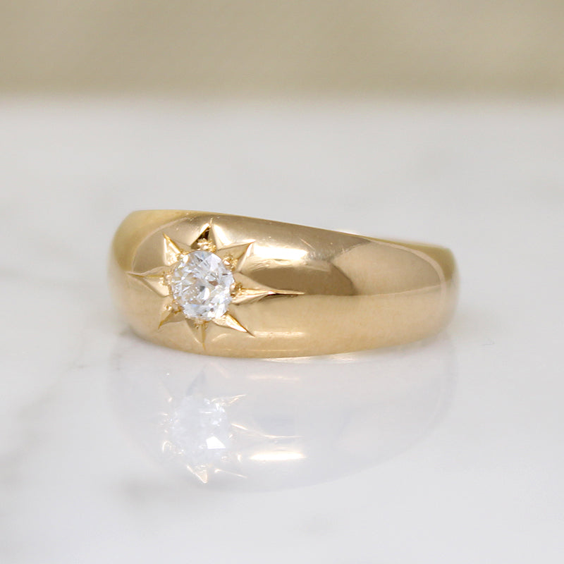 Old European Cut Diamond & 18ct Chester Gypsy Band