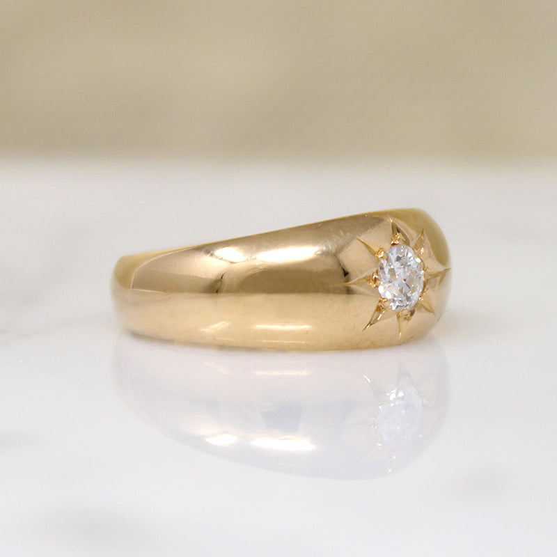 Old European Cut Diamond & 18ct Chester Gypsy Band