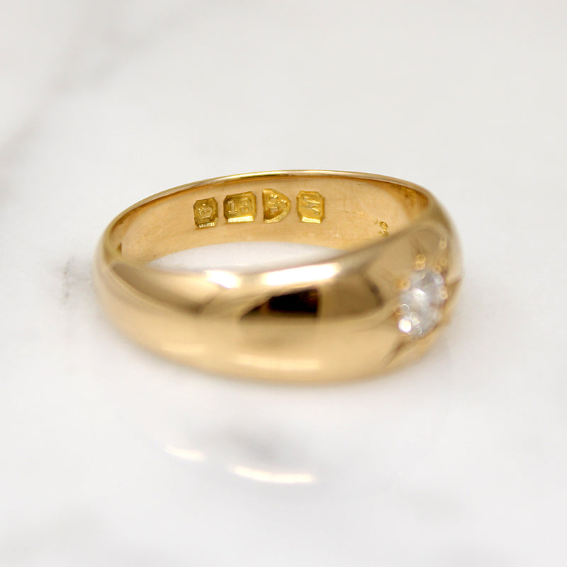 Old European Cut Diamond & 18ct Chester Gypsy Band