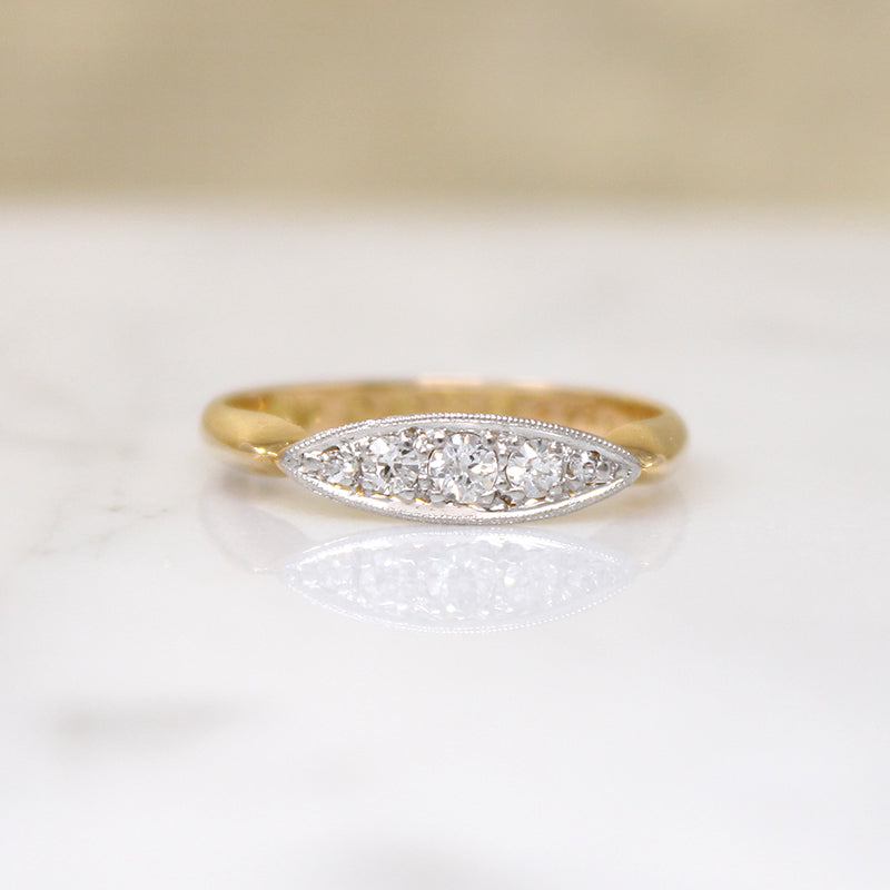 Dainty Platinum & 18ct Gold Diamond Band