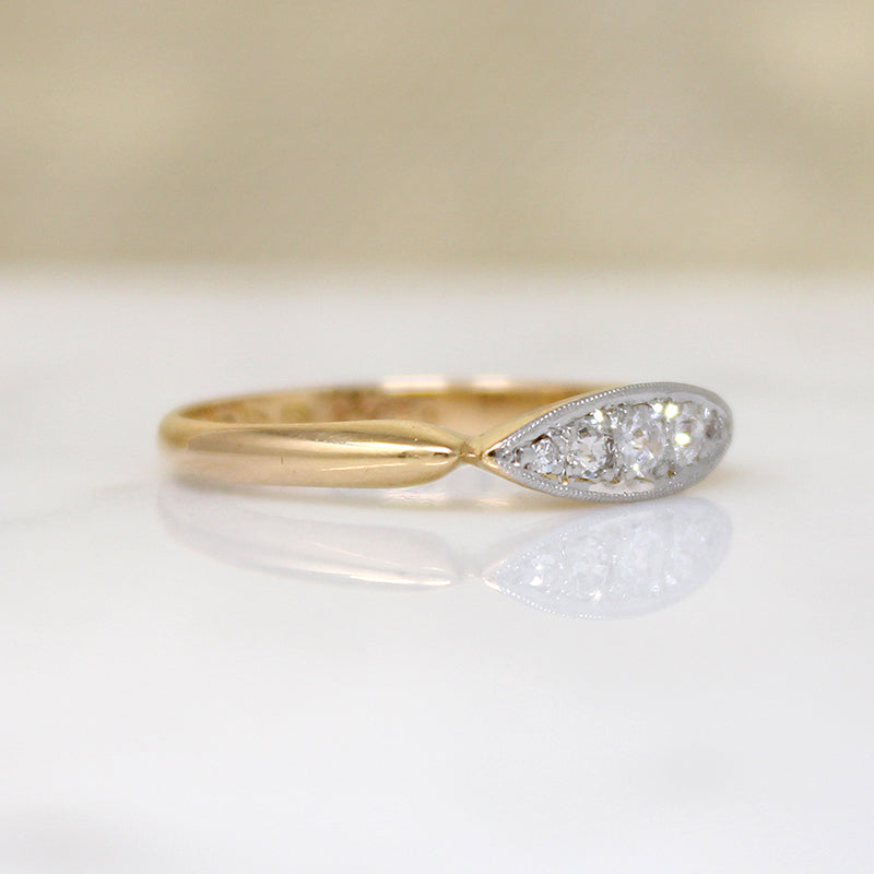 Dainty Platinum & 18ct Gold Diamond Band