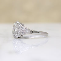 Diamond-Spangled Engraved Platinum English Ring