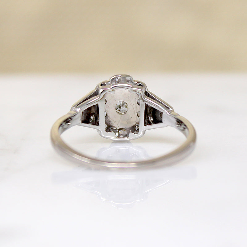 Diamond-Spangled Engraved Platinum English Ring