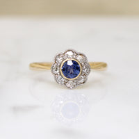 Precious Purple Sapphire & Diamond Flower Cluster Ring