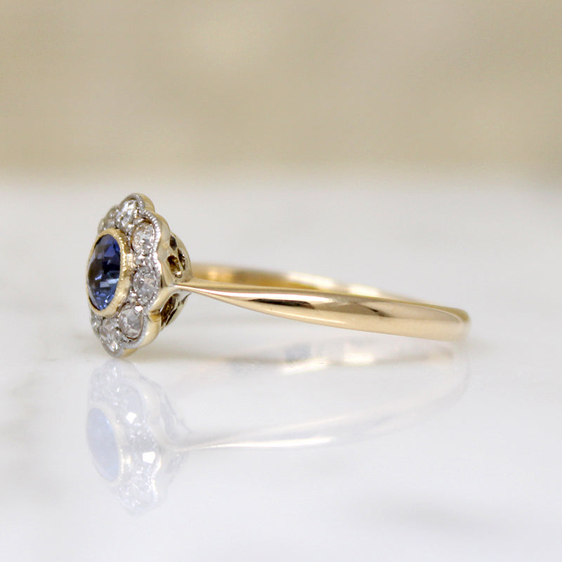 Precious Purple Sapphire & Diamond Flower Cluster Ring