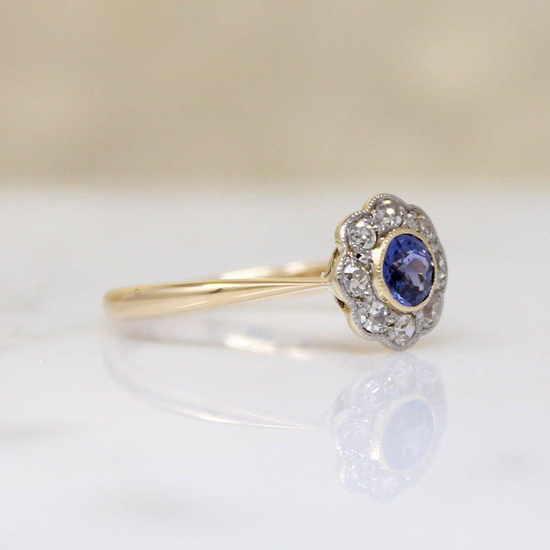 Precious Purple Sapphire & Diamond Flower Cluster Ring