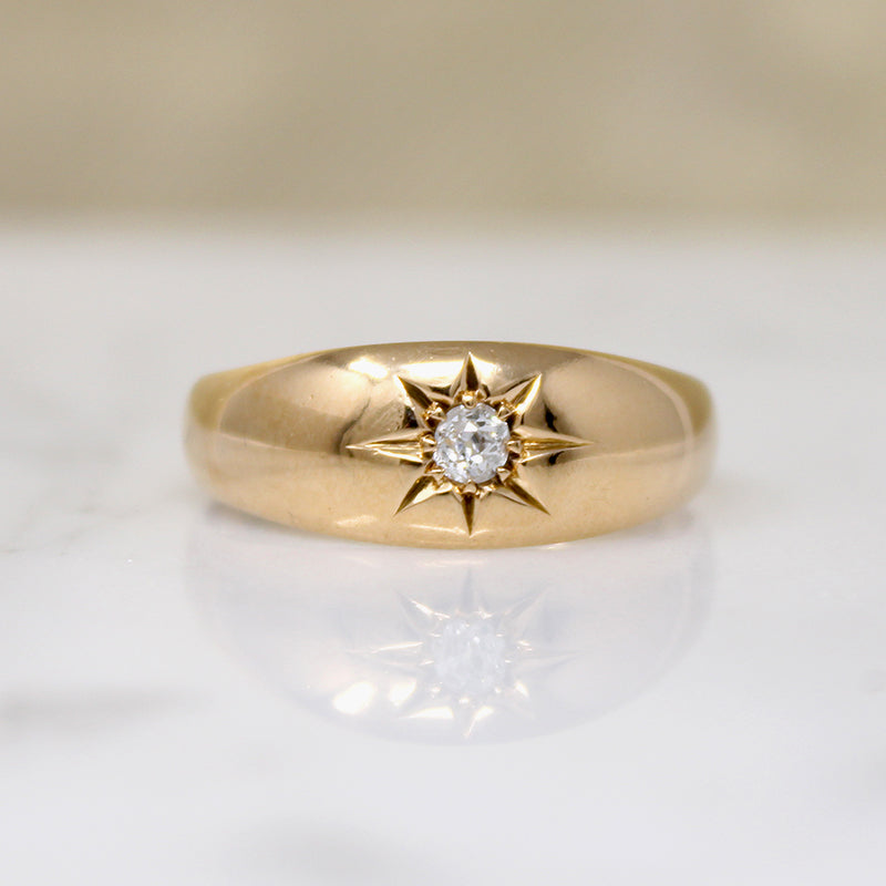Star-Set Old European Cut Diamond in 18ct Gypsy Band