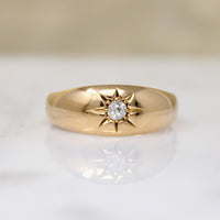 Star-Set Old European Cut Diamond in 18ct Gypsy Band
