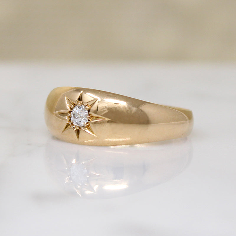 Star-Set Old European Cut Diamond in 18ct Gypsy Band