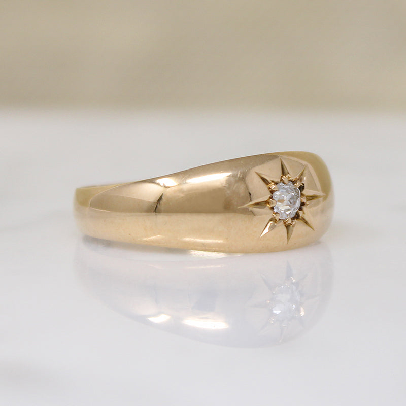 Star-Set Old European Cut Diamond in 18ct Gypsy Band