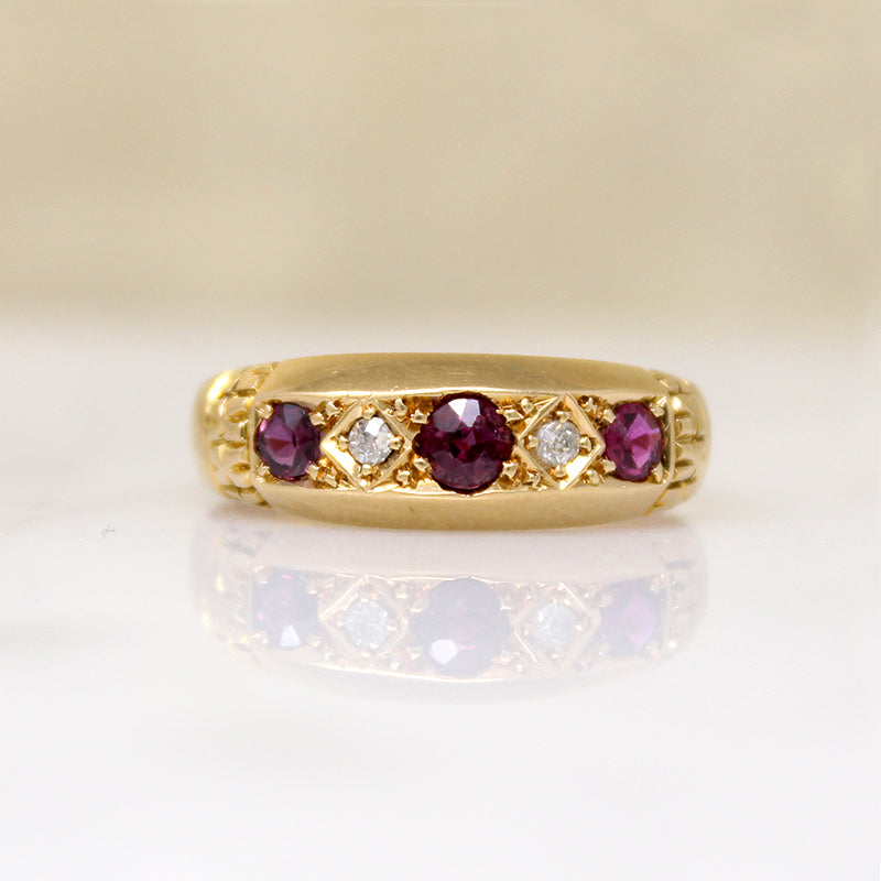 Handsome Ruby & Diamond 18ct Gold Band