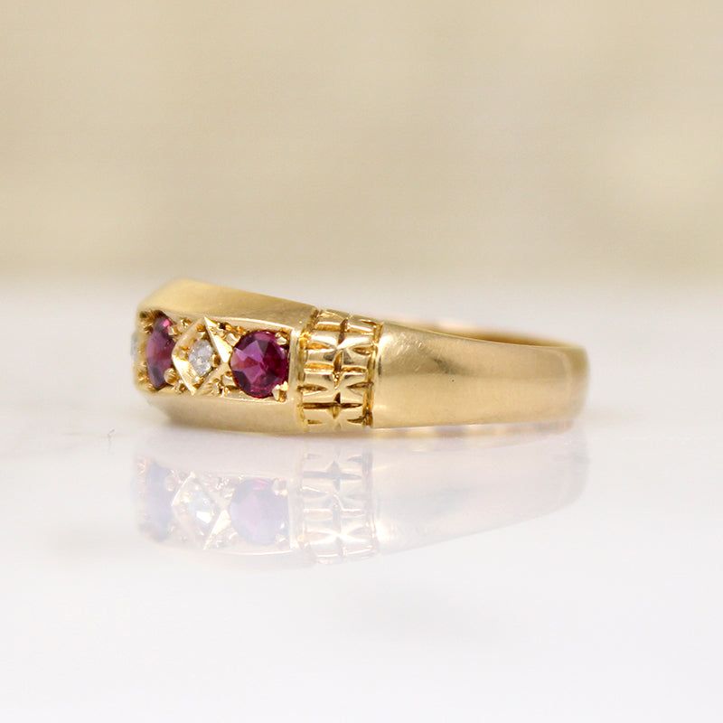 Handsome Ruby & Diamond 18ct Gold Band