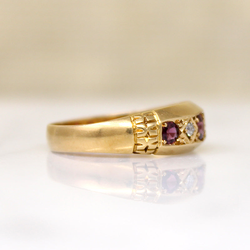 Handsome Ruby & Diamond 18ct Gold Band