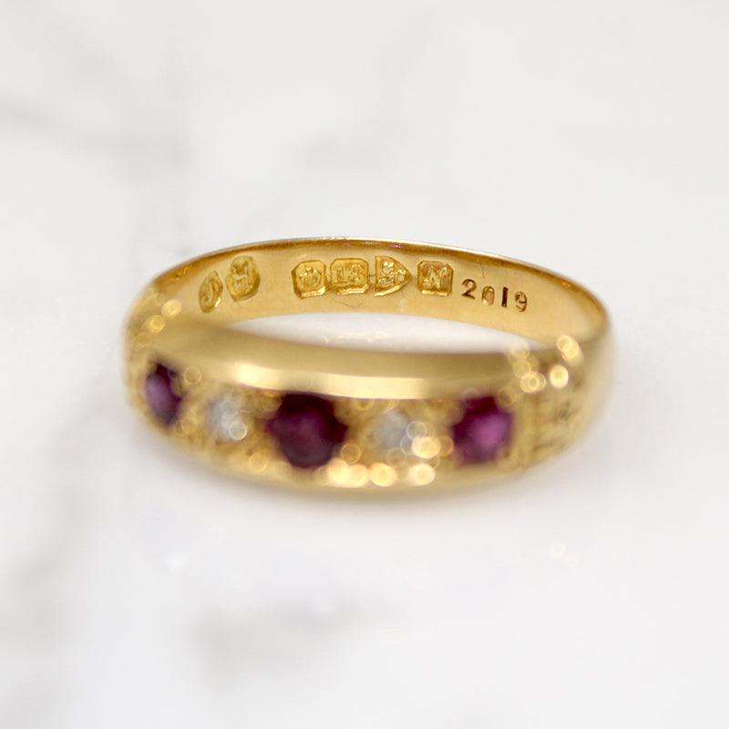 Handsome Ruby & Diamond 18ct Gold Band