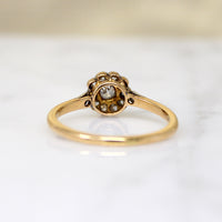 Floral Diamond Cluster in English Two-Tone Ring