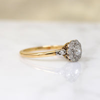 Floral Diamond Cluster in English Two-Tone Ring
