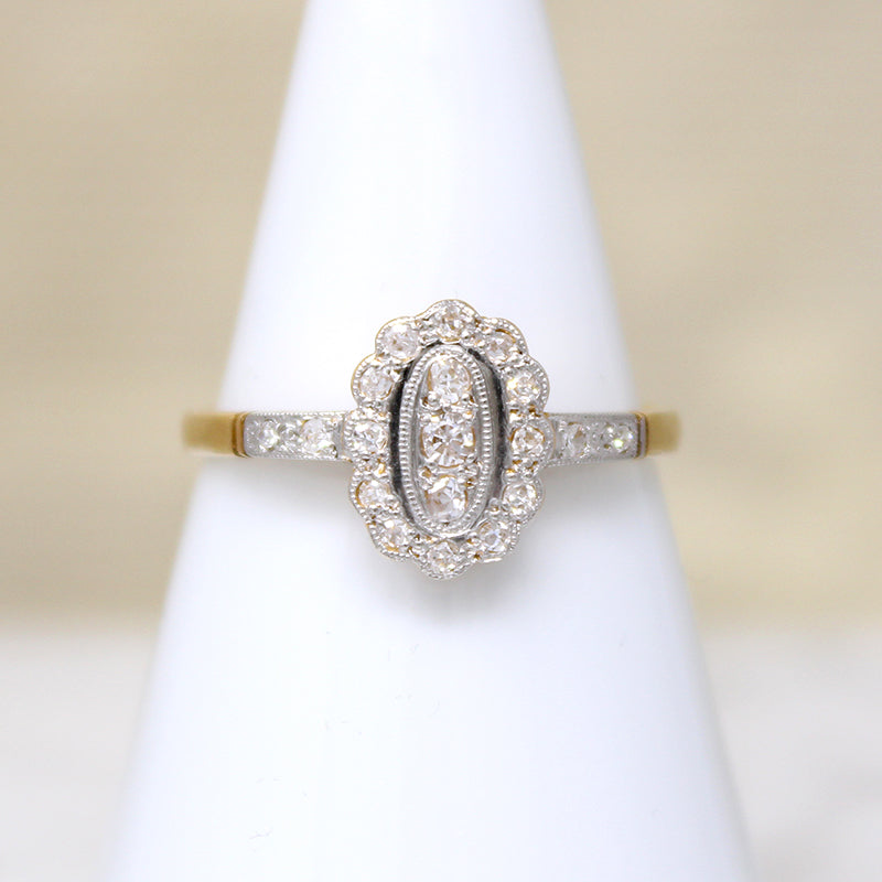 Romantic Diamond Oval Platinum & 18ct Gold Ring