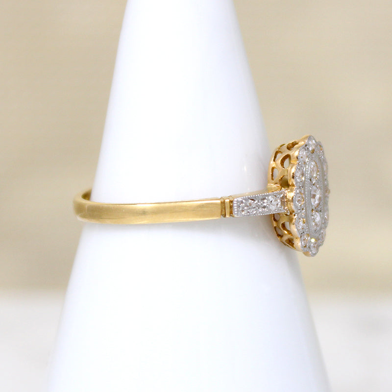 Romantic Diamond Oval Platinum & 18ct Gold Ring
