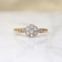 Dainty Diamond Daisy Two-Tone English Ring