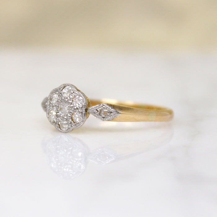 Dainty Diamond Daisy Two-Tone English Ring
