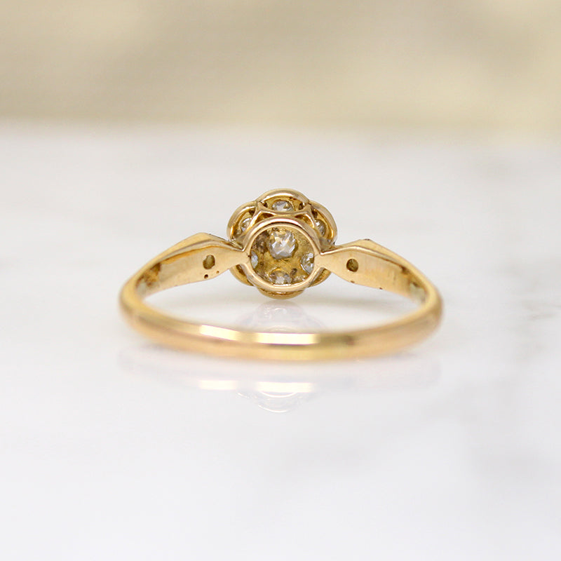 Dainty Diamond Daisy Two-Tone English Ring