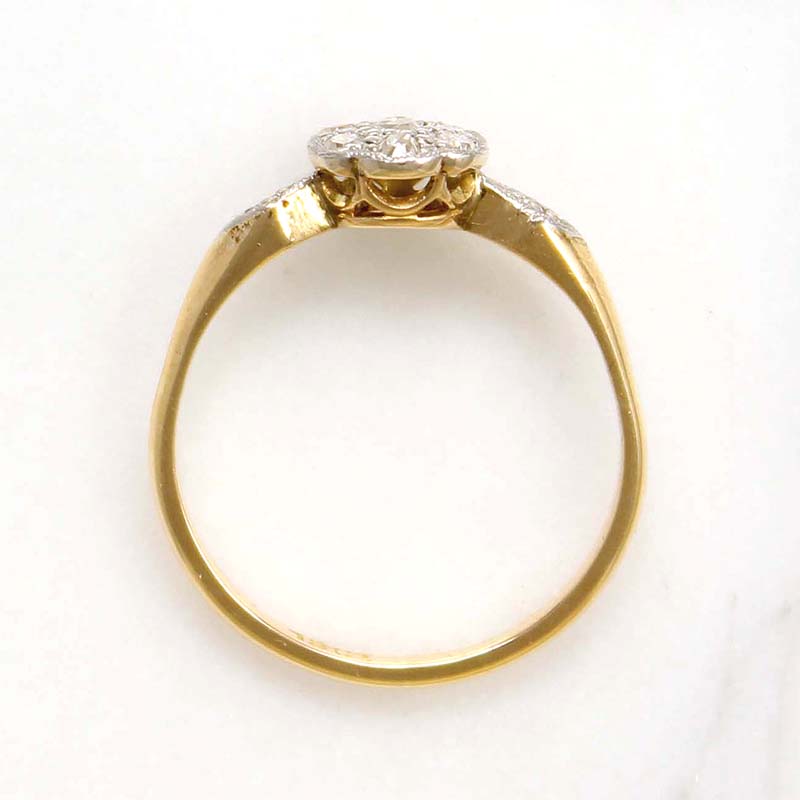 Dainty Diamond Daisy Two-Tone English Ring