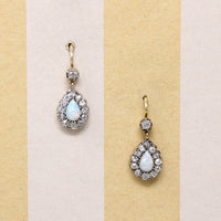 Opal & Old Mine Diamonds in Silver & 18ct Earbobs
