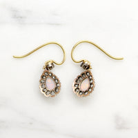 Opal & Old Mine Diamonds in Silver & 18ct Earbobs