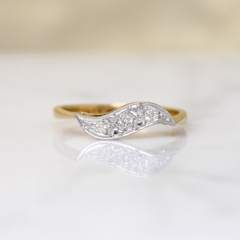 Jaunty Diamond Wave Band in Platinum & 18ct Gold