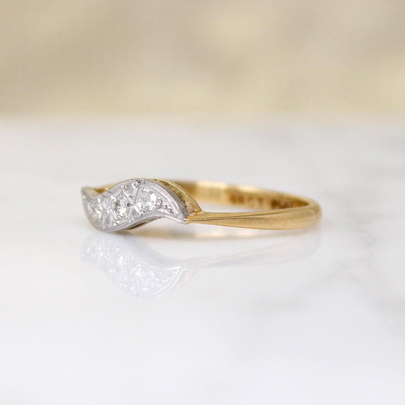 Jaunty Diamond Wave Band in Platinum & 18ct Gold