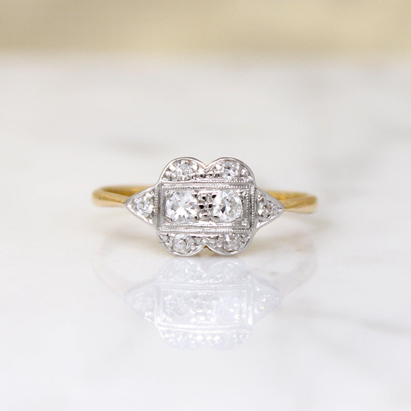 Charming English 18ct Gold & Platinum Diamond Ring