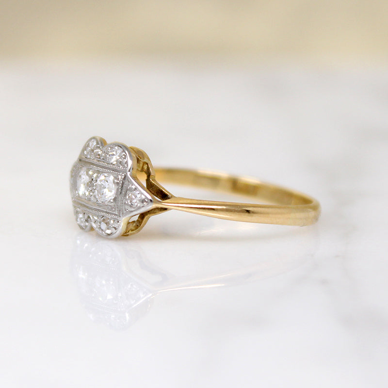 Charming English 18ct Gold & Platinum Diamond Ring