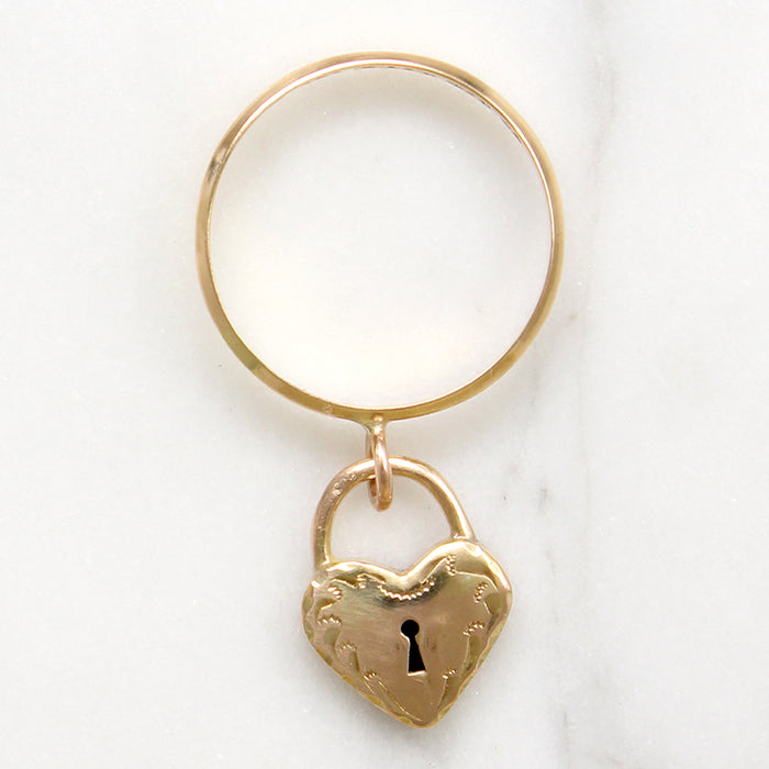 English 15ct Rosy Gold Heart Padlock Band