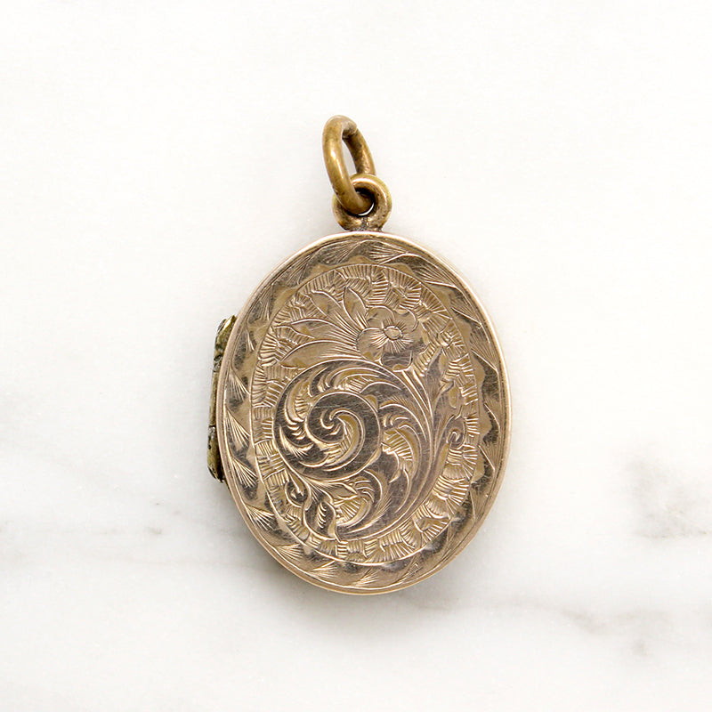 Victorian Floral Engraved Gold Locket