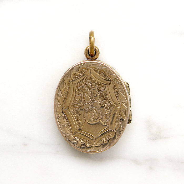 Victorian Floral Engraved Gold Locket