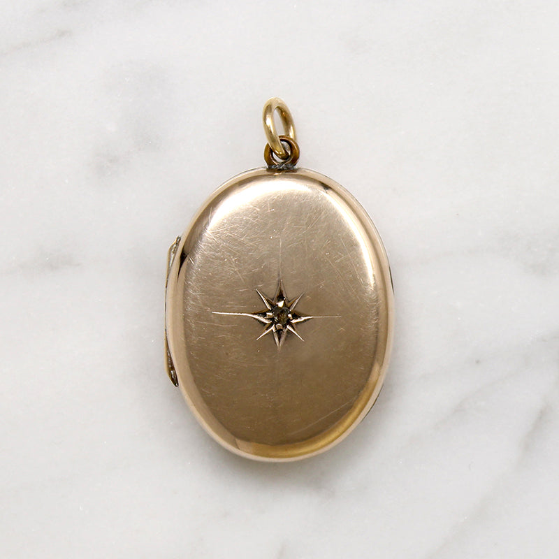 Mellow 9ct Gold Locket with Star Set Diamond 