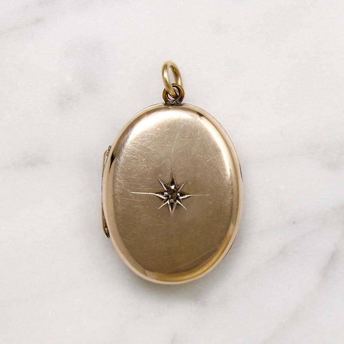 Mellow 9ct Gold Locket with Star Set Diamond 