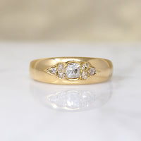 Voluptuous 18ct Gold Band with Old Mine Diamonds