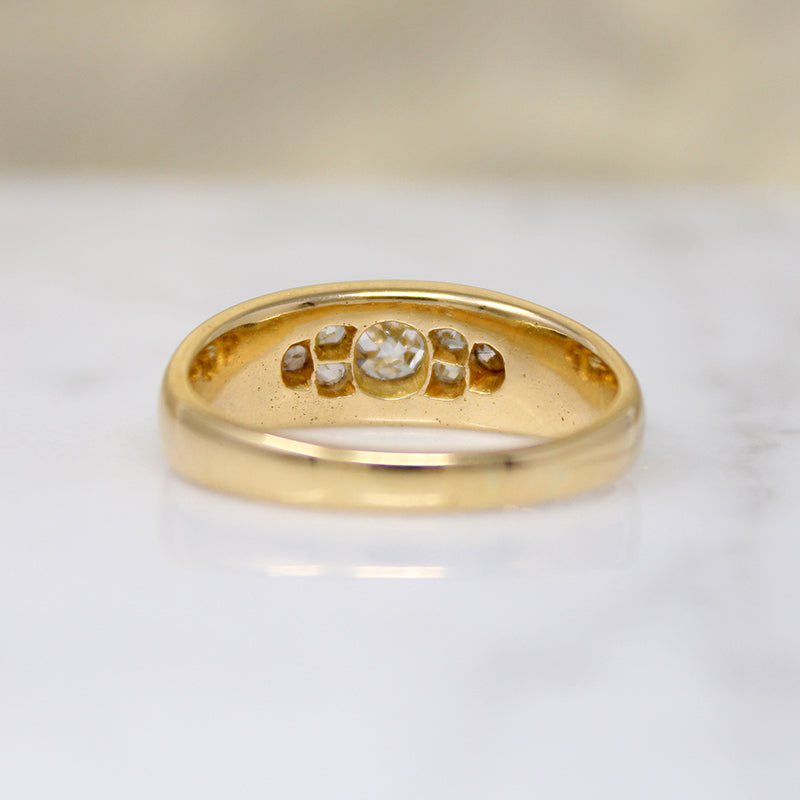 Voluptuous 18ct Gold Band with Old Mine Diamonds