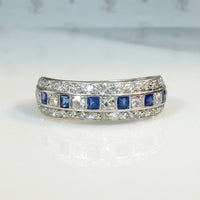 Sublime Sapphire & Diamond in Platinum Art Deco Band