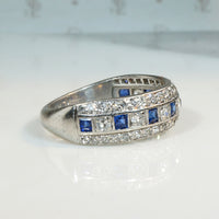 Sublime Sapphire & Diamond in Platinum Art Deco Band