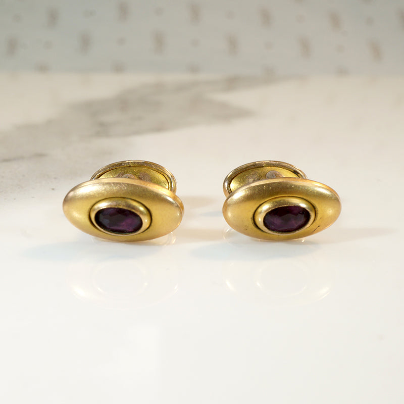 Elegant Gold Filled & Purple Glass Cufflinks