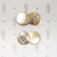 Stylish Engraved Two-Tone Double-Panel Cufflinks