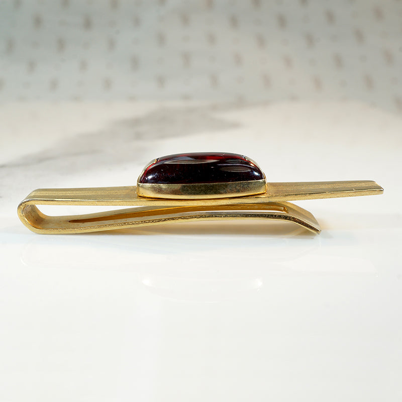 Flashy Red Glass Cufflink & Tie Bar Set from Anson