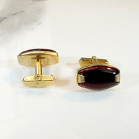 Flashy Red Glass Cufflink & Tie Bar Set from Anson