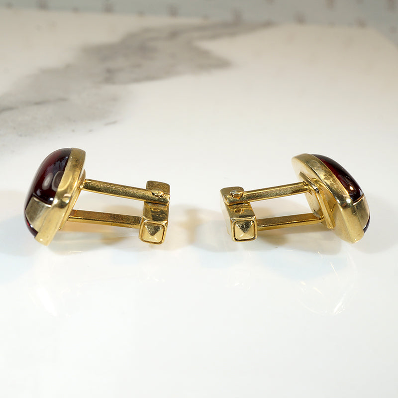 Flashy Red Glass Cufflink & Tie Bar Set from Anson