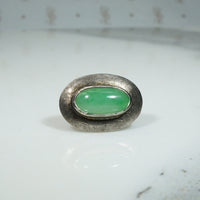 Chic Mid Century Sterling Silver & Jade Tie Tack