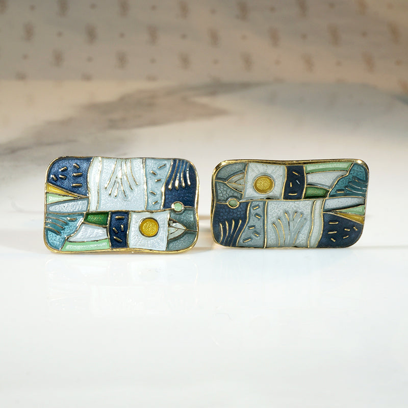 D-A "Four Seasons" Enamel & Silver Gilt "Winter" Cufflinks