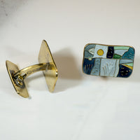 D-A "Four Seasons" Enamel & Silver Gilt "Winter" Cufflinks