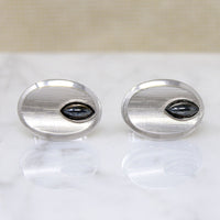Modernist Silver-Tone Cufflinks with Hematite